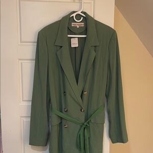 Free People💚Celery Green Belted Blazer (L) NWT